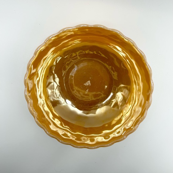 🔥👑⚓️🍑🧡🤍Fire King Anchor Hocking - Vintage Peach Lustre Large Bubble Bowl. - Picture 6 of 16